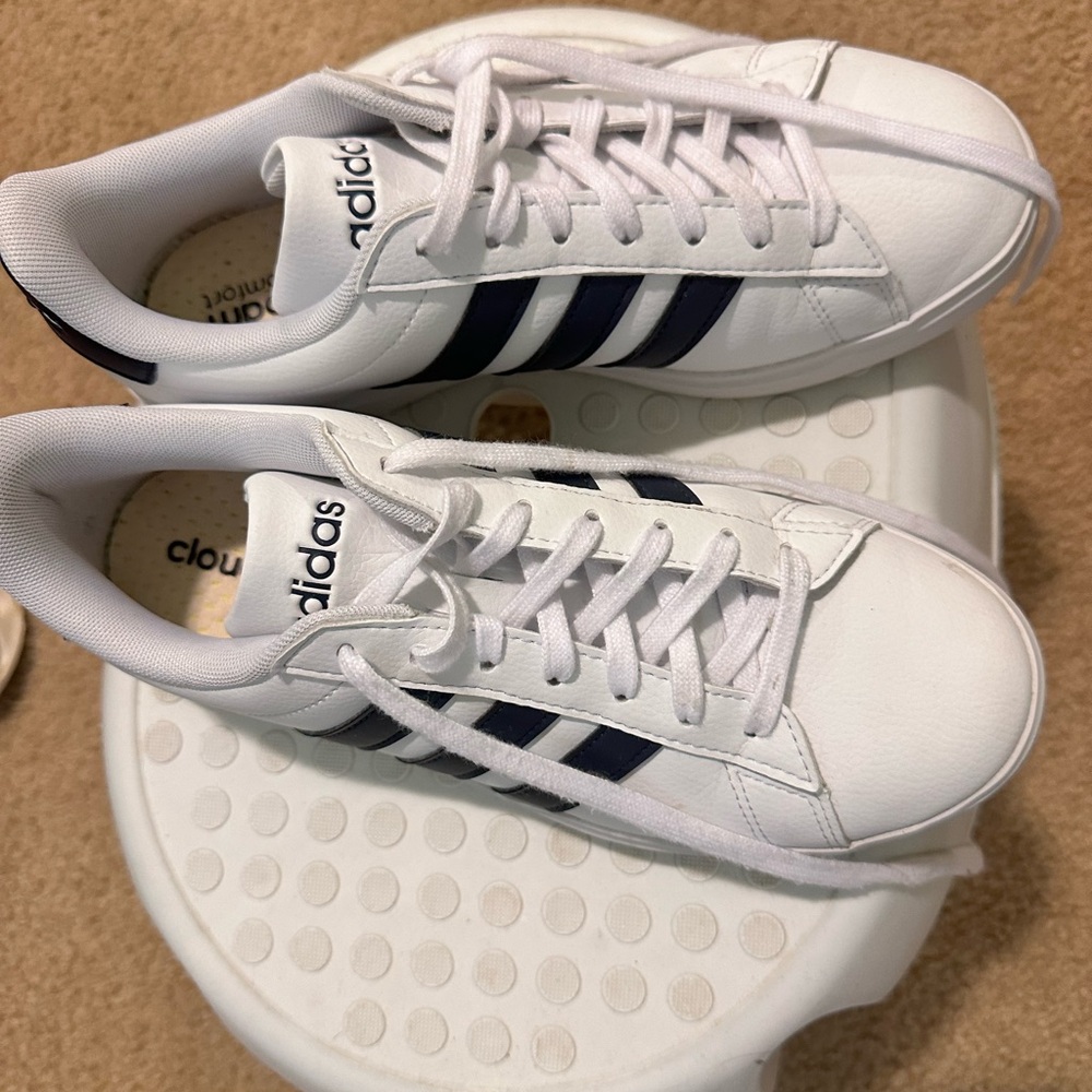 Adidas Cloudfoam White and Blue Sneakers